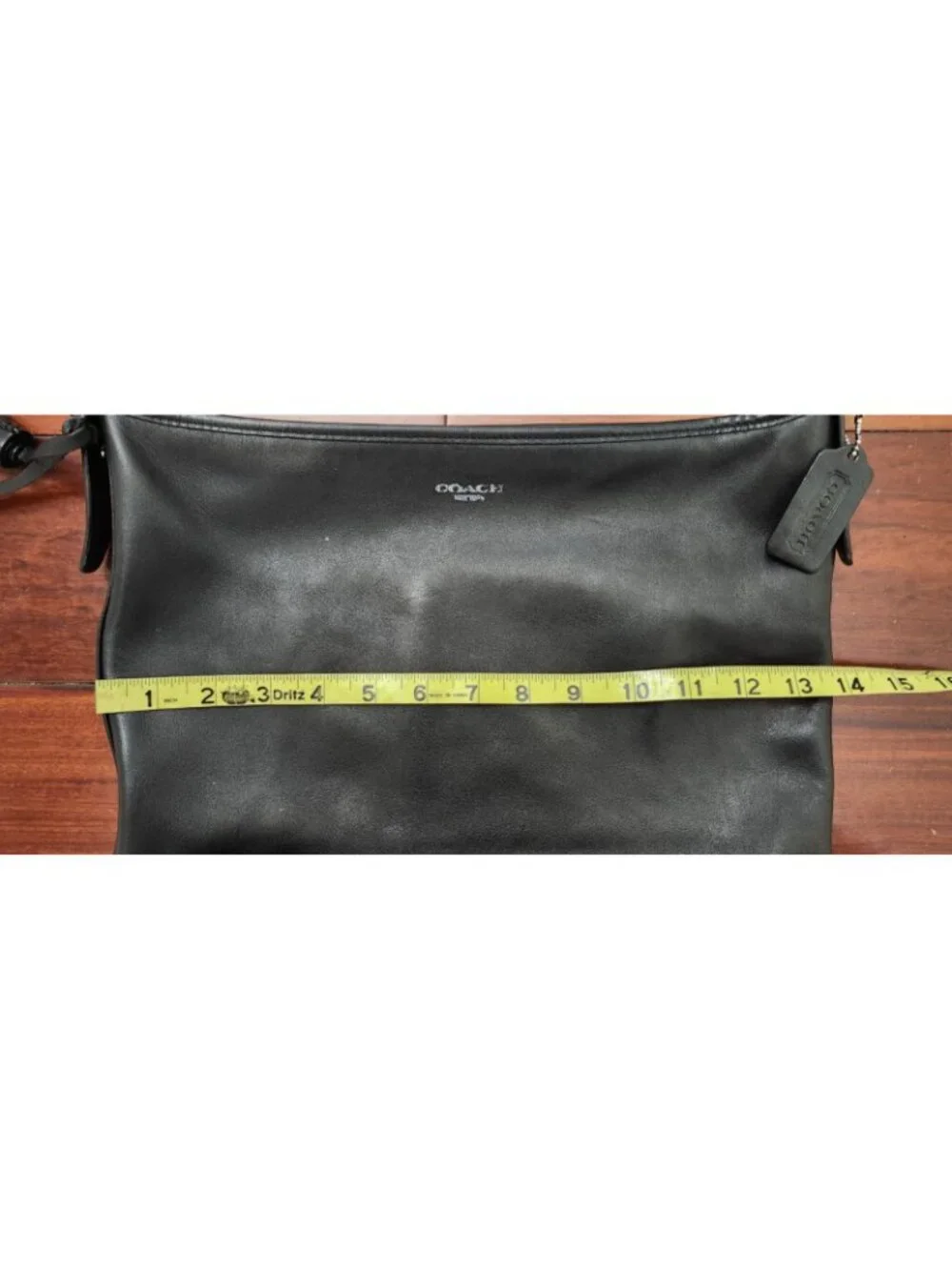 Coach Black Leather Hobo Shoulder Bag Large Tassel Silver Hardware Recolored